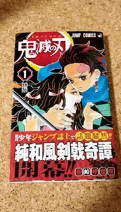 Demon Slayer Kimetsu no Yaiba Vol.1 1st Print with Obi Jpanese Manga Book - Picture 1 of 9