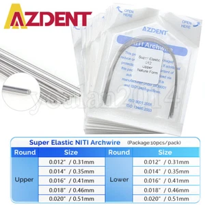 Alambre de arco de ortodoncia dental AZDENT súper elástico Niti forma natural redonda 100 piezas - Imagen 1 de 25