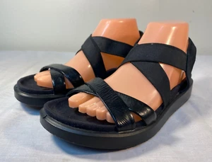 Ecco Strappy Sandals Women's Black Patent Leather Slip On - EU 39 (US 8-8.5) - Picture 1 of 7