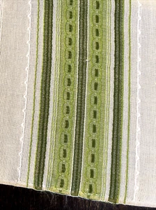 Vintage Scandinavian Woven Drawn Work Stripe Linen Table Runner Finland 25x58 - Picture 1 of 6