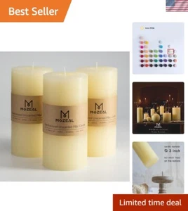 Long-Lasting Unscented Candles - 3" x 6" Rustic Pillar Set for Elegant Occasions - Picture 1 of 8