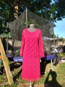 70er Jahre Spitzenkleid tiefrosa/rot neu mit Etikett  - Bild 1 von 6