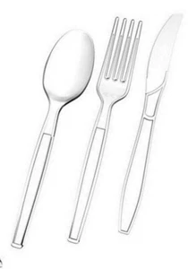Plastic Tea Spoons Clear Forks Knives Disposable Cutlery Parties Weddings BBQ - Picture 1 of 7