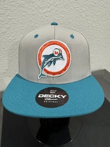 MIAMI DOLPHINS 1966 Retro Throwback Original Logo Snapback Aqua & Gray Hat NEW - Picture 1 of 6