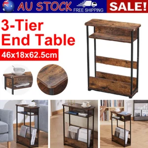 Vintage Narrow 3-Tier Small Space Side Table with Magazine Rack Office Gift - Picture 1 of 7