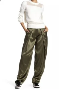 New Rag & Bone Carlos Draped Silk Pants Trousers In Army Green Sz 4 $350 RARE! - Picture 1 of 12