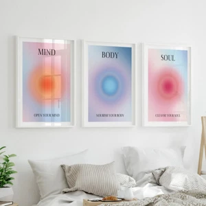 Aura Gradient Wall Art Prints Posters Bedroom Living Room Pink Abstract Pictures - Picture 1 of 7