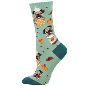 Socksmith Women's Socks Fall Season Pugkin Spice Latte Pug Dog Novelty Footwear - Picture 1 of 1