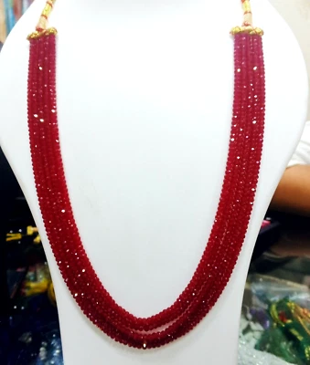 5 Soporte Rubí Collar de Cuentas, Facetado Rondana Forma Cuentas Rubí Set - Imagen 1 de 4