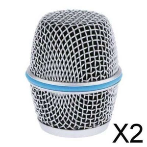 2X Testa di ricambio per microfono con griglia in acciaio blu, accessorio - Foto 1 di 10