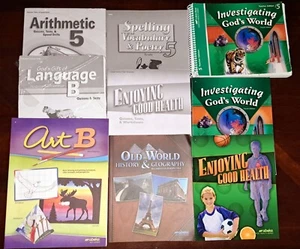 Abeka 5th Grade Books Teacher Arithmetic Language Health Student Tests FB386 - Picture 1 of 8