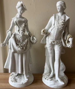 Antique Meissen Pair of Tall Blanc de Chine Figurines with repairs - Picture 1 of 24