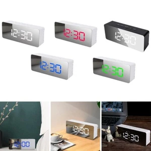 New Wecker Digital USB Alarmwecker Funk Uhr Schlummerfunktion Tischuhr Spiegel 1 - Bild 1 von 48