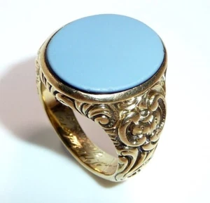 Anillo Hombre Oro 585 9.00ct. Lagenstein ágata grabable 16g! Gr: 63 / 20 mm - Imagen 1 de 9