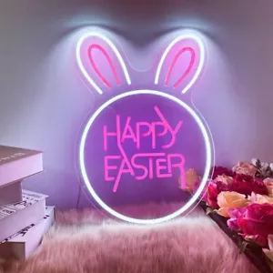 Happy Easter LED Light – Custom Neon Sign for Easter Brunch & Party Decorations - Picture 1 of 14