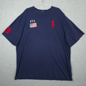 Polo Ralph Lauren Hemd Herren 2XLT Blau Big Pony USA Flagge Kurzarm Freizeit T-Shirt - Bild 1 von 9