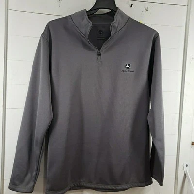 Camisa John Deere 1/4 Cremallera Manga Larga Forrada de Vellón Talla M Gris Con Logo Foto 1 de 4