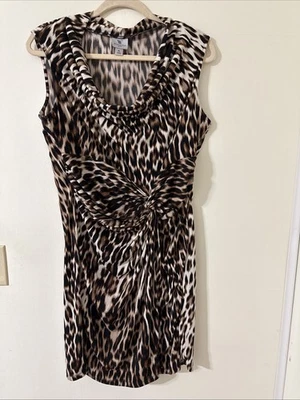 Worthington Leopard Print Sleeveless Casual Dress Women's Size Petite Large - Image 1 of 4