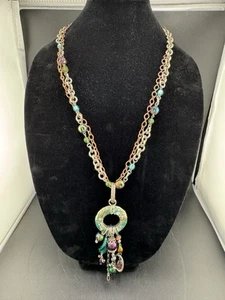 Treska Bohemian Multi Charm Vibrant Necklace 30" - Picture 1 of 10