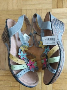 Puccetti Sandalen Sandaletten Gr. 41 XL Extra Weit Mehrfarbig Blumen Neu - Bild 1 von 11