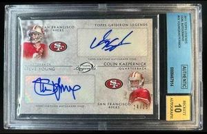 2011 Topps Gridiron Legends Steve Young Colin Kaepernick Auto RC /25 BGS AUTH 10 - Picture 1 of 2