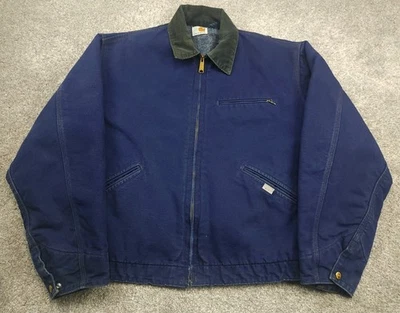 Chaqueta de Colección Carhartt 100 Aniversario Para Hombre Mediana Azul Detroit Ropa de Trabajo Foto 1 de 4