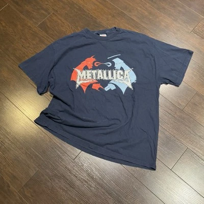 Camiseta METALLICA Banda de Metal Estampado Gráfico Para Hombre Talla XL Azul Marino Defectos Leer Foto 1 de 4
