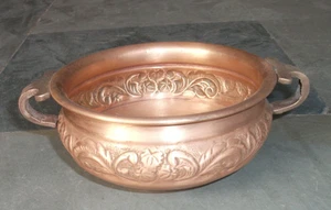 Cuenco de trabajo vintage de cobre de alta calidad artesanal en relieve, bonita pátina - Imagen 1 de 7