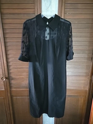 NUEVO CON ETIQUETAS Belle Poque Mujer Vestido Negro Malla Top Mangas Puños Parte Superior Espalda Abertura Talla XL Foto 1 de 4