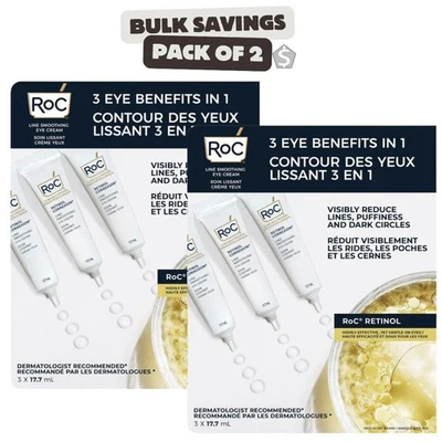 Pack of 2 - RoC Skincare Retinol Correxion Line Smoothing Eye Trio (3 x 17.7 ml) - Image 1 of 2