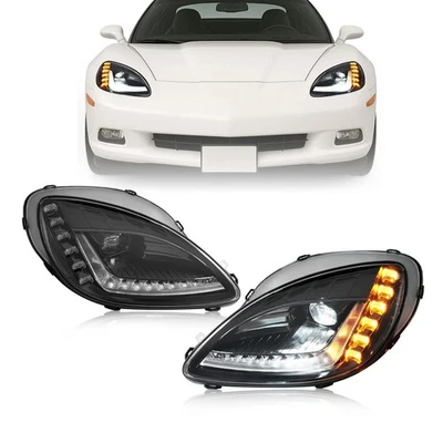 For Chevrolet Corvette C6 05-13 LED Pair Of Headlights Driver & Passenger Side - Image 1 of 4