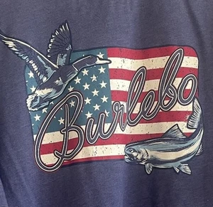 Burlebo T-Shirt Mens Size 2xl Blue American USA Flag Pocket Patch Tee Fish Duck - Picture 1 of 4