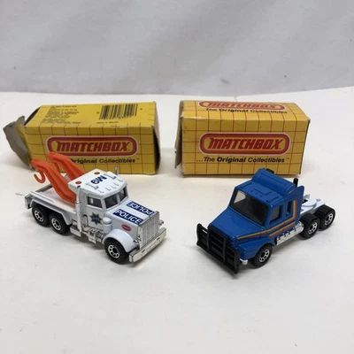1981 Vintage Matchbox MB61 Peterbilt Wreck Tow Truck M9 Orange Hooks MB 8 Scania - Image 1 of 4