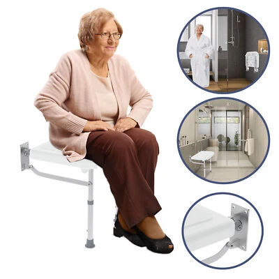 Faltbar Wandhocker Duschstuhl Duschsitz Hocker Höhenverstellbar für Badezimmer - Bild 1 von 4