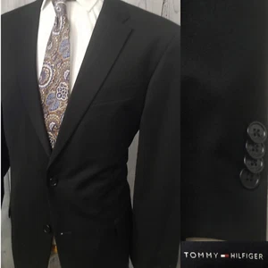 Tommy Hilfiger Men's Blazer 44L Charcoal Black Sport Coat Jacket 👉Double Vent - Picture 1 of 22