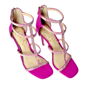 Sandali abito a gabbia rosa brillante Jessica Simpson Oliana donna 7,5 Barbie Core - Foto 1 di 14