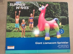 Summer Waves riesiger aufblasbarer Lamacorn Sprinkler 7 Fuß hoch 75 x 56 x 84 Neu im Karton - Bild 1 von 3