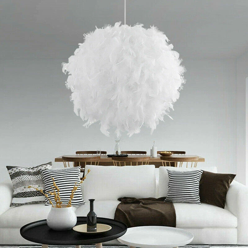 KCO Lighting Feder-Pendelleuchte, 40 Cm, Weiß – Kreative Hängeleuchte Für Wohnzimmer, Esszimmer, Schlafzimmer
