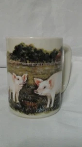 Mug Otagiri Pigs Farm Scene, 3 3/4", Japan - Picture 1 of 5