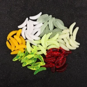 100PCs Lifelike Soft Worm Lure 2.4cm 0.5g Maggot Grub Worms Fishing Lures - Picture 1 of 12