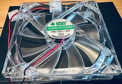 5 PCS Lot  HXS Model C12025B FW-12V DC Yellow LED Computer Fan Clear 120mm. New - Image 1 of 2