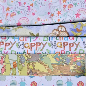 hochwertiges Geschenkpapier für Kinder - Eulen, Dschungel, Geburtstag, Einhorn - Bild 1 von 14