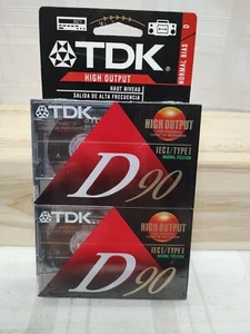 2 PACK TDK D90 Blank Audio Cassette Recording Tape 90 Minutes NEW SEALED - Picture 1 of 7