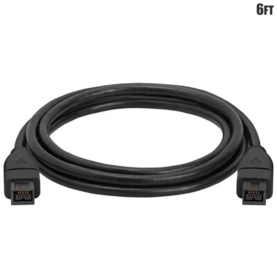 6FT FireWire 800 9Pin Male to 9 Pin Male IEEE1394b Cable Cord iLINK PC Mac Black - Image 1 of 2