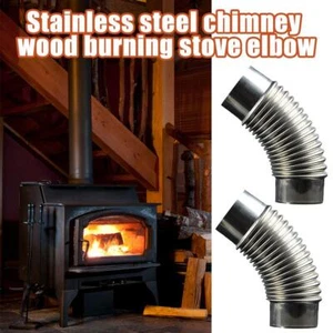 Tubo de estufa de chimenea de acero de 45 grados con codo de 6 cm F6V4 para exteriores G3R5 - Imagen 1 de 9