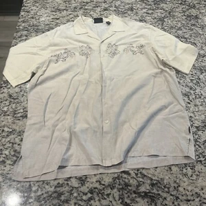 Greg Norman Collection Mens Hawaiian Button Up Camp Shirt Beige Size Xl - Picture 1 of 3