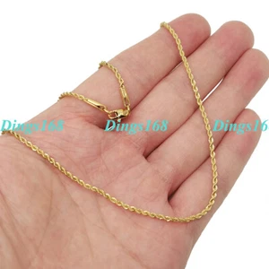 ECHT 18K Gold gefüllt anlaufgeschützt 1,7 mm breit Seil Kette Halskette 16"-32" Zoll - Bild 1 von 3