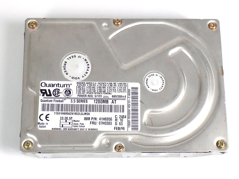 Defekt an Bastler: 1280MB Quantum Fireball FB12A341 3.5 Zoll IDE 5400rpm HDD - Bild 1 von 1
