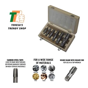 6 Piece NPT Pipe Tap Set in Wooden Case 1/4 ", 3/8 ", 1/2 ", 3/4 ", 1" and 1-... - Picture 1 of 14