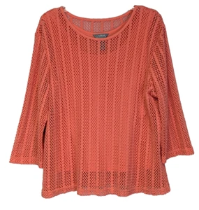 Vintage Koret City Blues Pullover Damen Large Koralle Häkel gefüttert - Bild 1 von 6